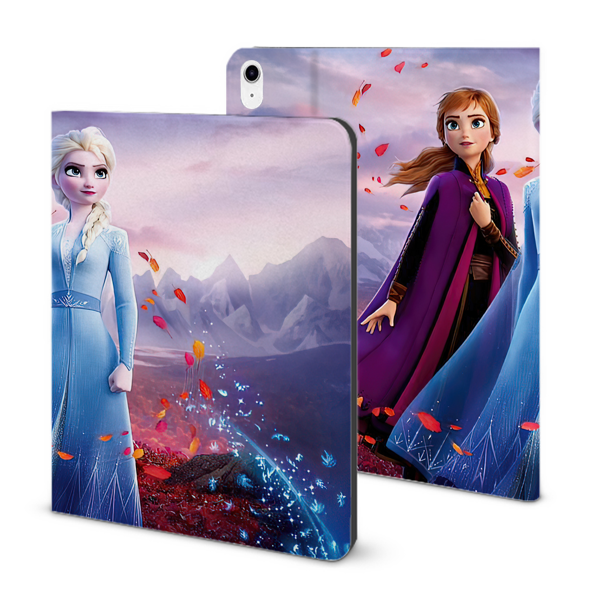 （画像用） アナと雪の女王 アンナ エルサ Frozen Anna Elsa IPad ケース ブック型 PUレザー TPU 耐衝撃 軽量 薄型 ペン収納なし 全面保護 IPad 各モデル対応